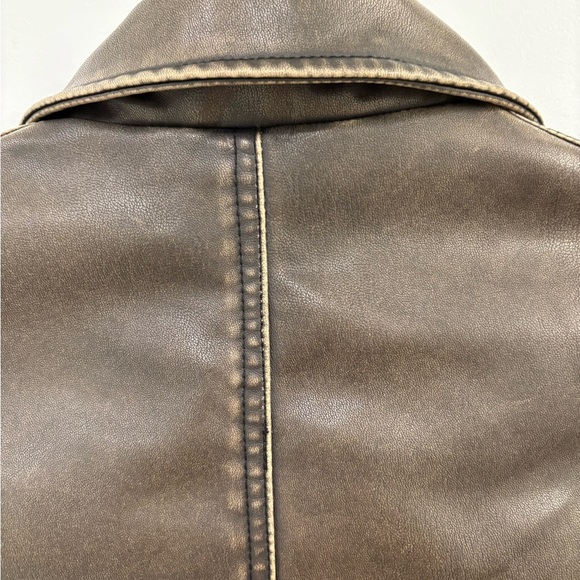 Stradivarius Vintage Style Vegan Leather Moto Jacket Size XS - Picture 6 of 12